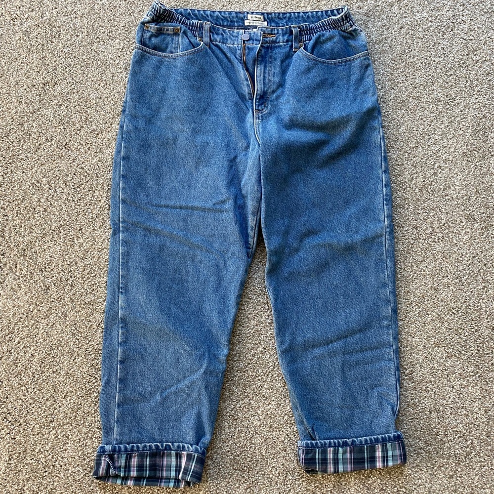 VTG LL Bean Plaid-lined jeans!